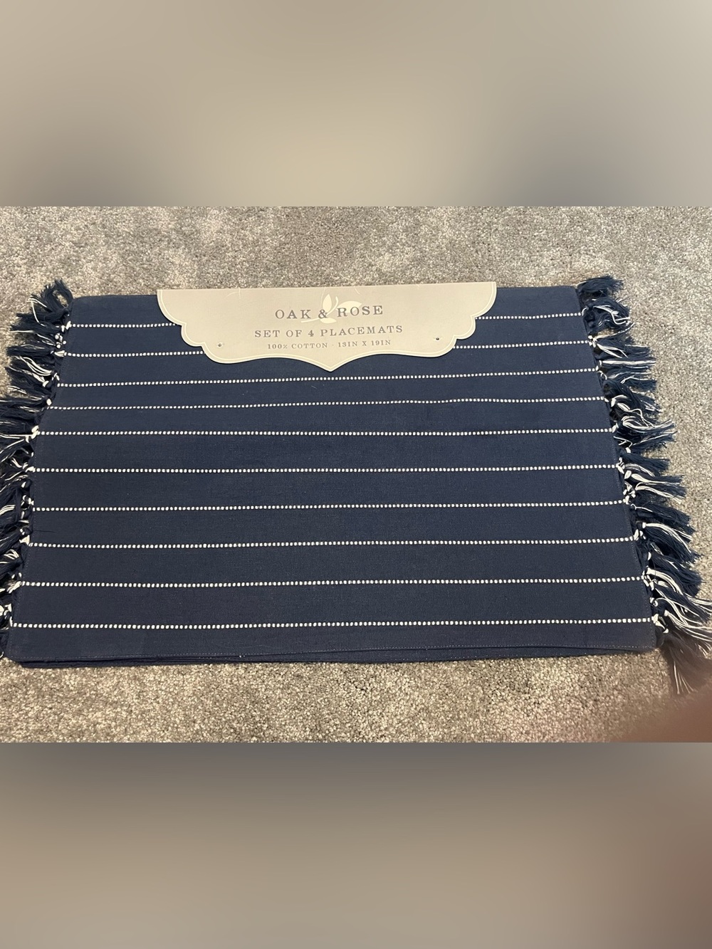 Navy Stripe Cotton Placemat Set